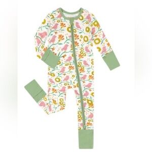 TEACH LEANBH Bird Print Bamboo 2 Way Zip Sleeper - 0-3M